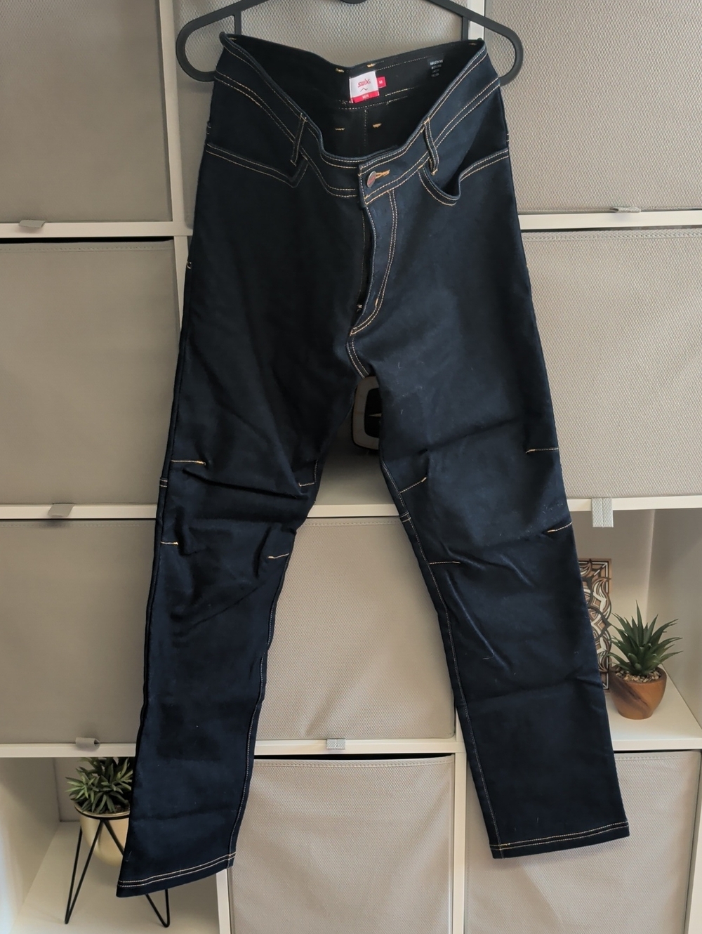 Swix Straight Men's Navy Fleece Lined Jeans with Contrast Stitching